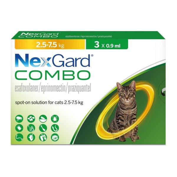 Nexgard Combo for Medium Cats 5.5-16.5 lbs (2.5-7.5 kg) - Yellow