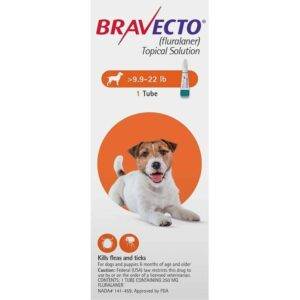 Bravecto Topical for Dog  10-22 lbs (4.5-10 kg) (Orange) - 1/2 Pack, 12-Week Flea & Tick Prevention