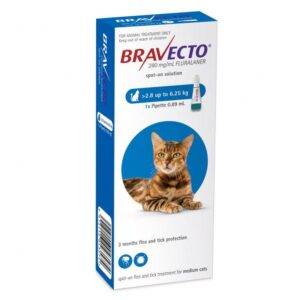 Bravecto Spot-on for Cats 6-14 lbs (2.8-6.25 kg) - 1/2 Pack, 12-Week Flea & Tick Prevention