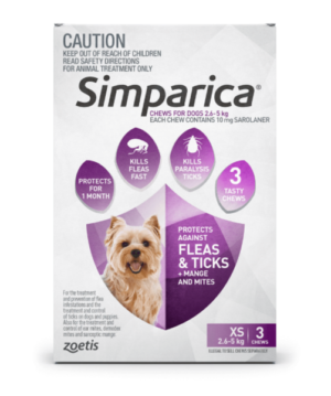 Simparica for Dogs - Purple 3 Pack (5.6-11 lbs) (2.5-5 kg)