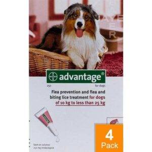 Advantage-Red-Dogs-22-55lbs-10-25kg-4-Pack.jpg Advantage for Dogs 22-55 lbs (10-25 kg) - Red - 4 Pack