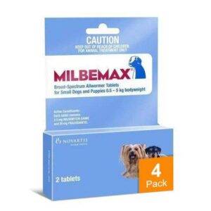 Milbemax Wormer Dogs 11-55lbs (5-25kg) - 4 Chews (Aqua)