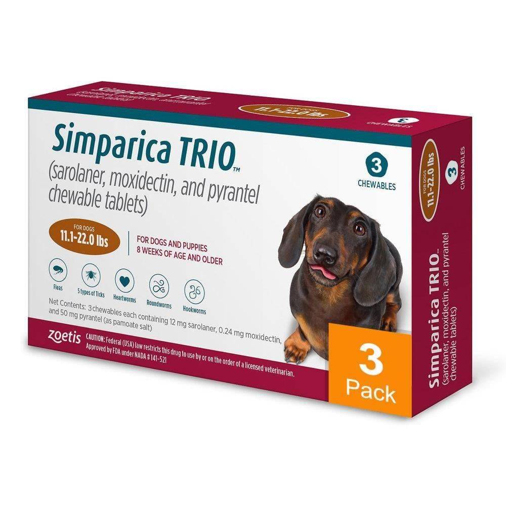 Simparica Trio for Dogs 11.1-22 lbs (5-10 kg) (Caramel)