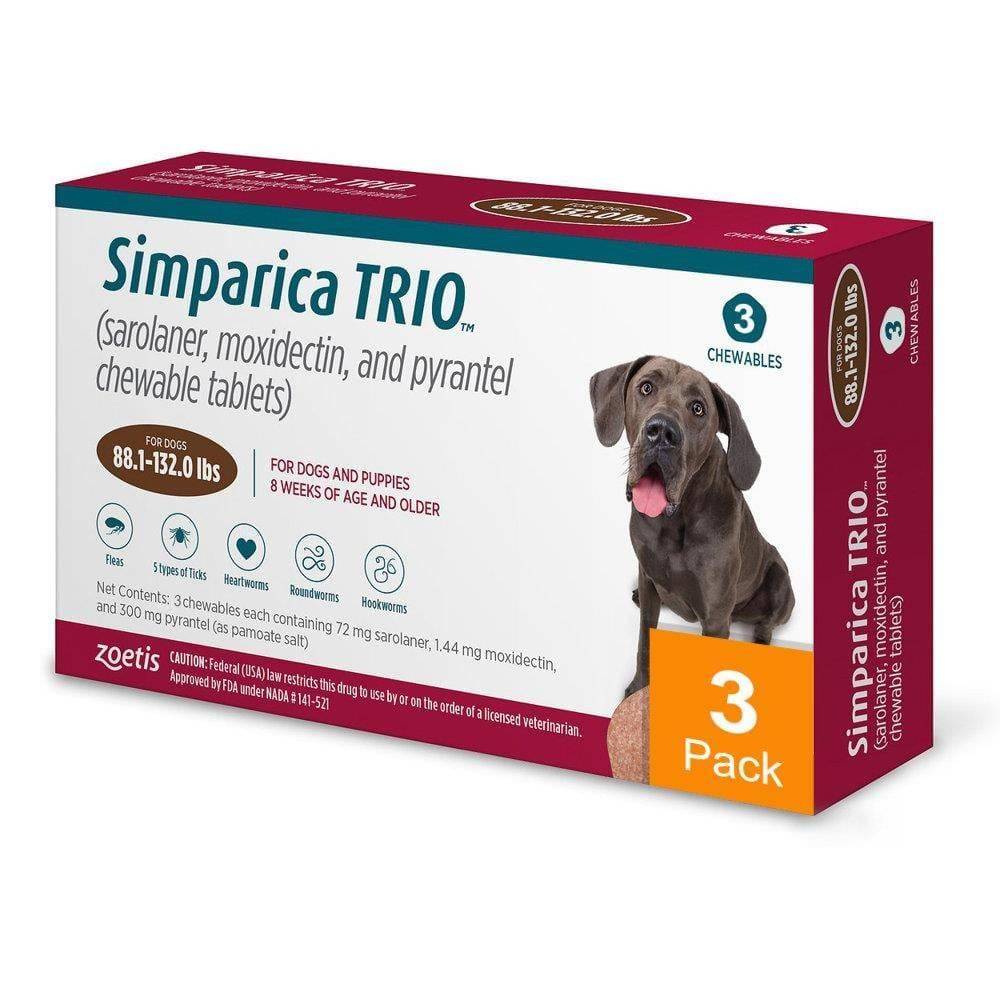 Simparica Trio for Dogs 88.1-132 lbs (40-60 kg) (Brown)