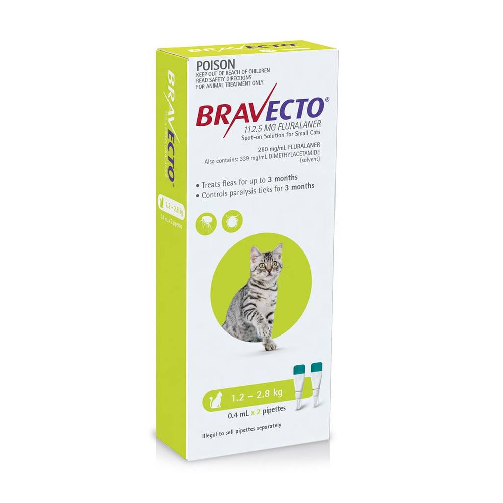 Bravecto Topical for Cats 3-6 lbs (1.2-2.8 kg) - 1/2 Pack, 12-Week Flea & Tick Prevention