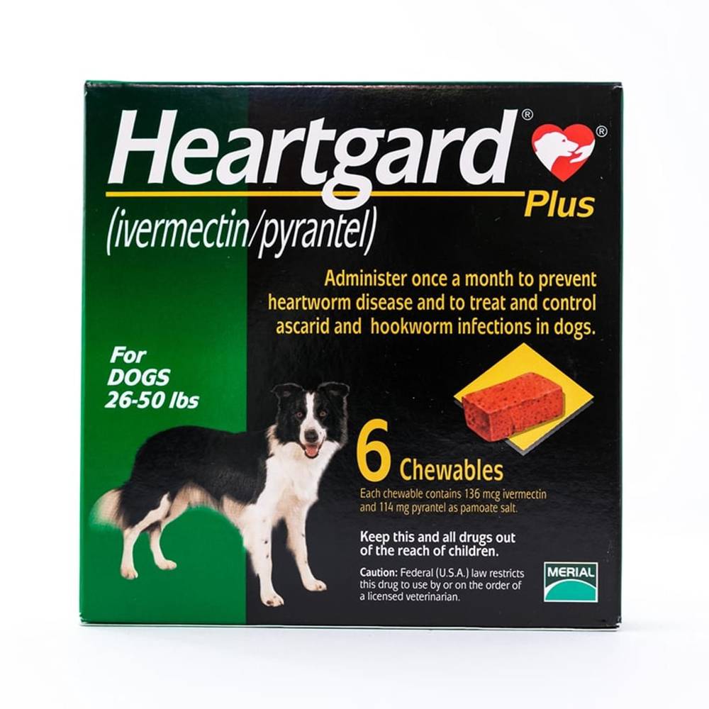 HeartGard Plus For Medium Dogs - 26-50lbs (12-22kg) Green Box
